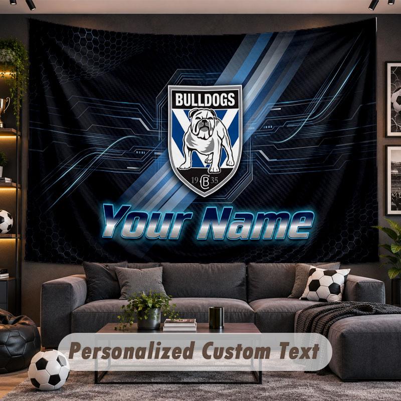 Wall Hanging Tapestry Custom NameCanterbury-Bankstown Bulldogs Pattern Personalized Printed Fabric Wall Decor