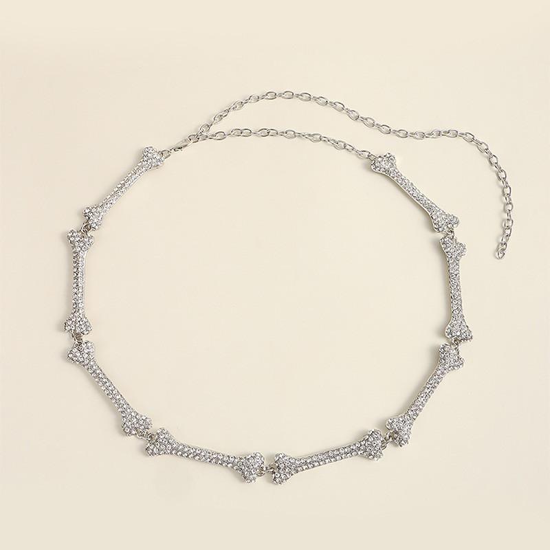 Metal Bone Womens Design Waist Chain With Rhinestone Decoration For Daily