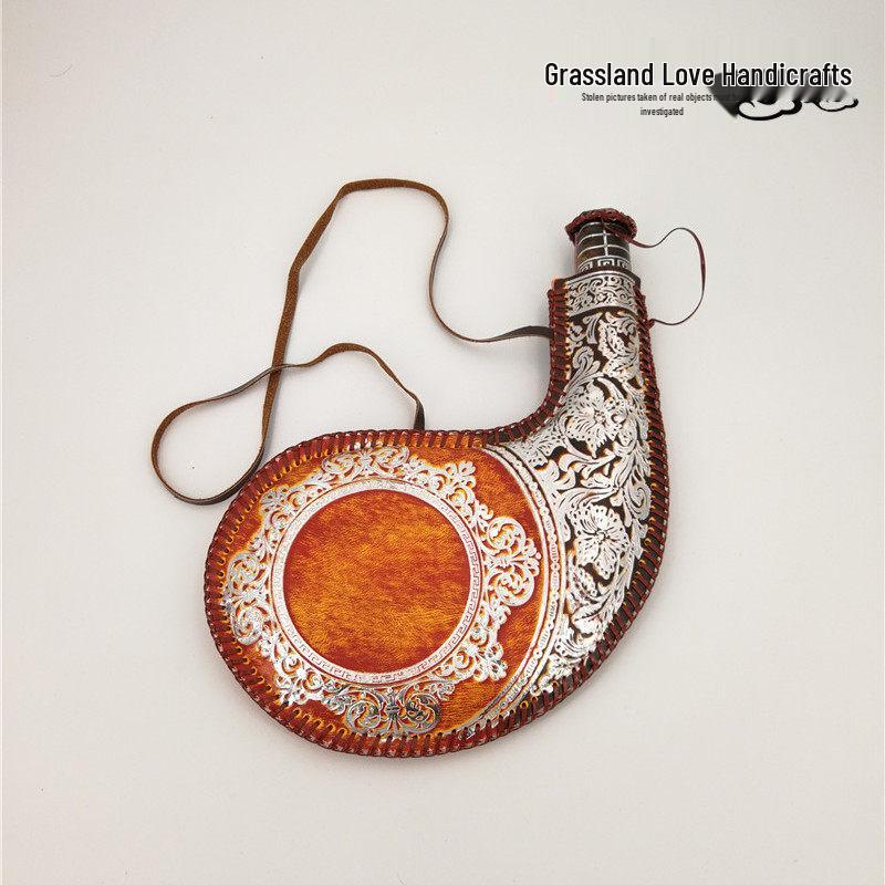 Retro Mongolian Handmade Leather Hip Flask