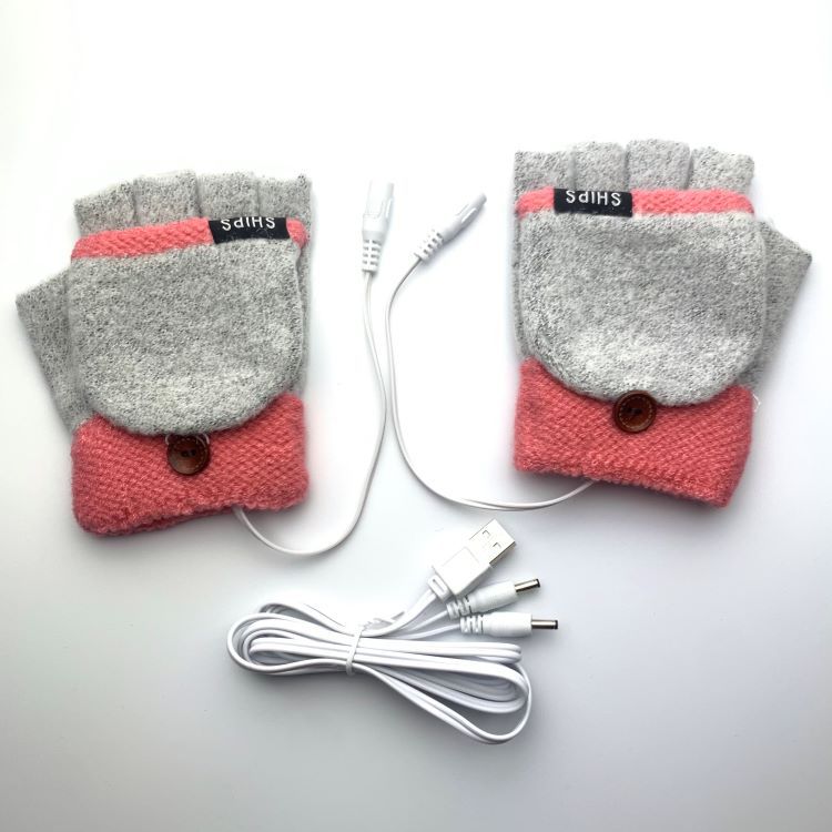 Rękawiczki ocieplające USB Damskie Bez palców z klapką Ochrona palców Rękawiczki elektryczne ogrzewane USB Biuro Outdoor Ciepło