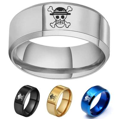 New One Piece Ring Anime Stainless Steel Rings for Men Straw Hat Luffy Pirates Men's Rings Bague Heren Ghibli Rings