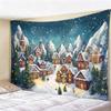 Christmas Tapestry Winter Snow Scene Wall Hanging, Holiday Decor for Bedroom Living Room, Cozy Festive Backdrop for Xmas
