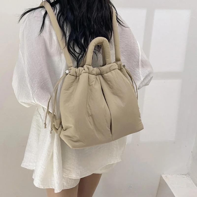 Damen Casual Einzelschultertasche Große Kapazität Nyl Rucksack Damen Daunenbaumwolle Winter Tragetasche Tragbare Make-up Handtasche