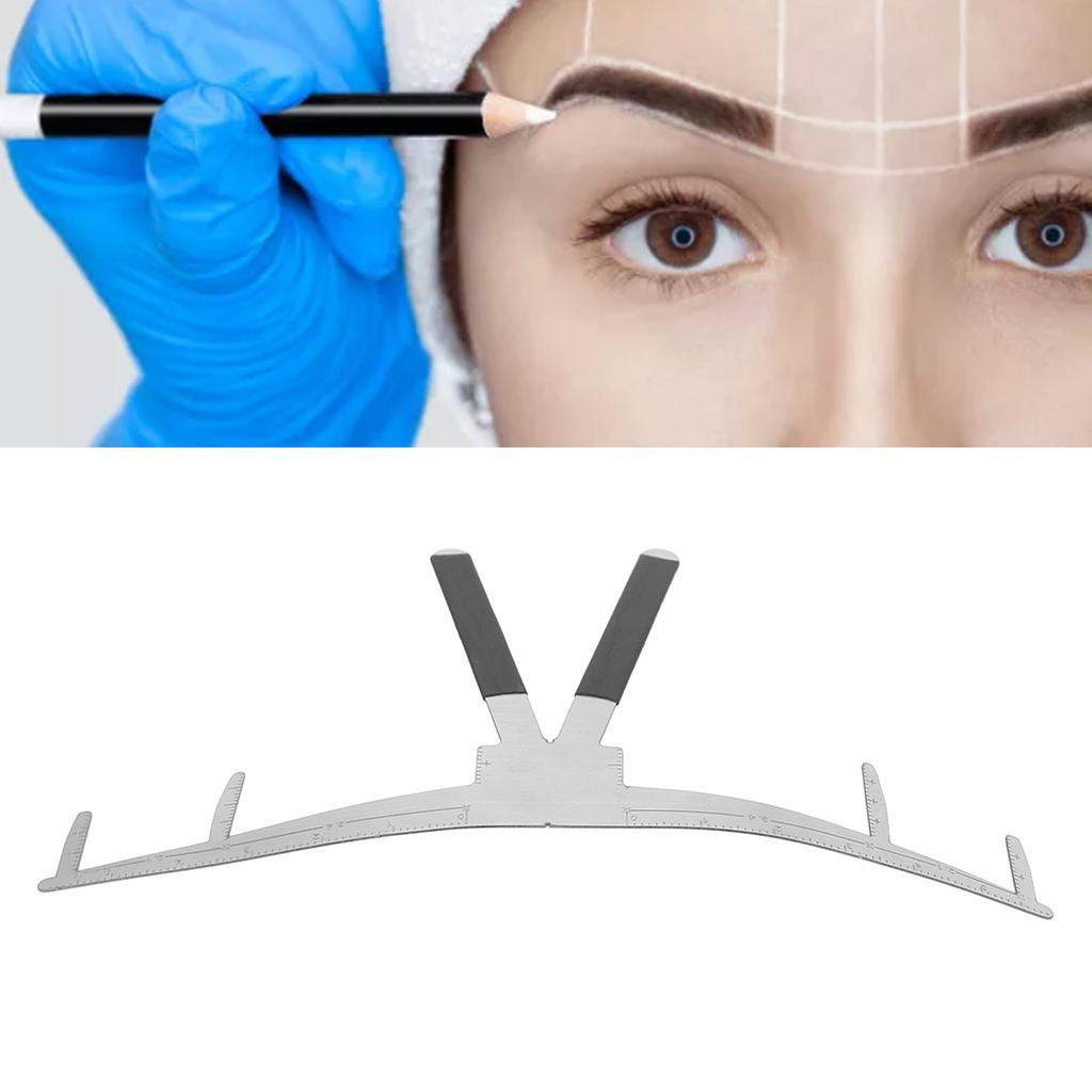 Stainless Steel Eyebrow Ruler Safe Lightweight Portable 3 Point Positioning Eyebrow Ruler