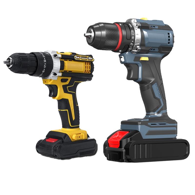 Compact Brushless Electric Drill - Rechargeable Lithium Power, Multi-Function Pistol Tool for Household Use