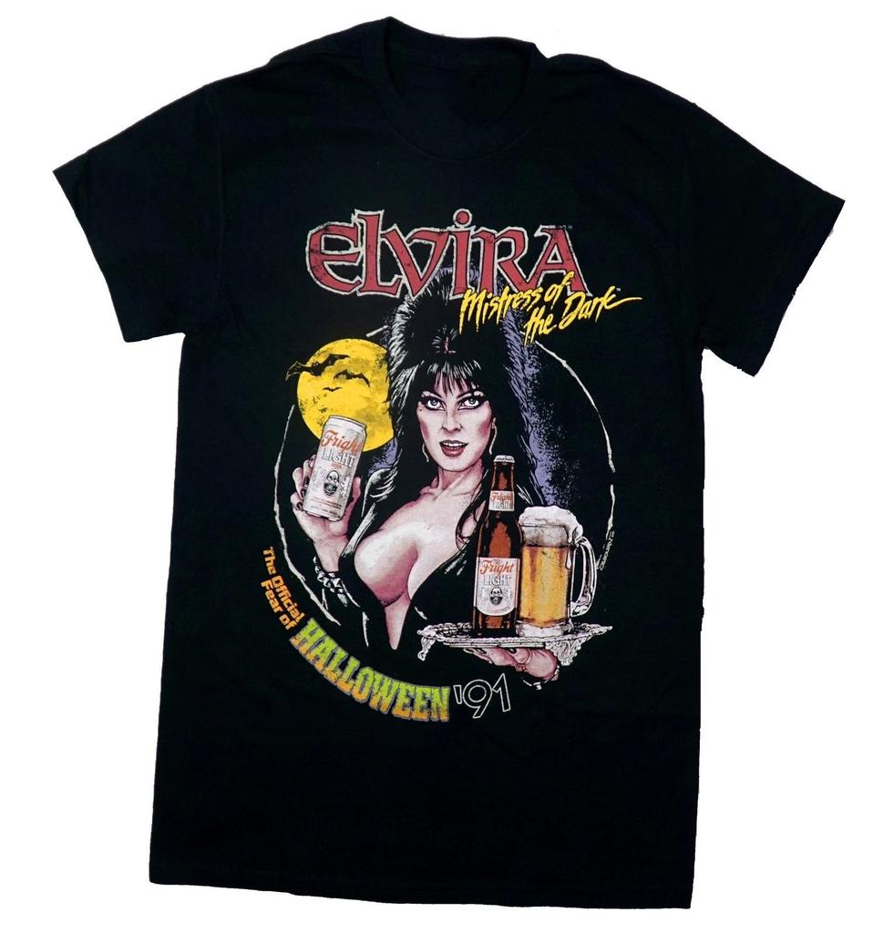1990s Dark Horror Movies Elvira Mistress Black Tshirt 2025 Summer New Hot Cotton Tshirt Unisex Fashion Casual Tshirt