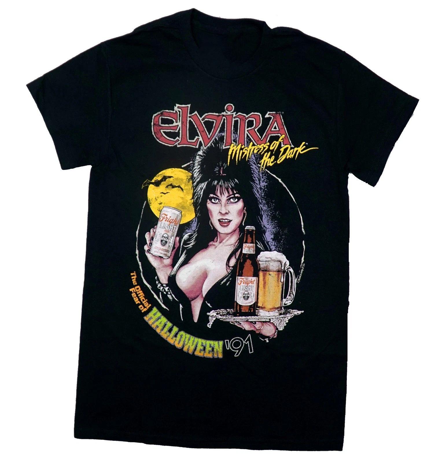1990s Dark Horror Movie Elvira Mistress Black Tshirt 2026 Summer New Tshirt Fashion Casual Unisexs Clothing Women Cotton T Shirt M