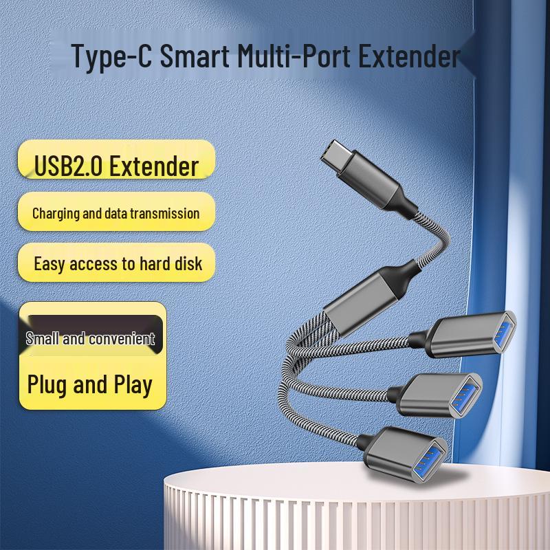 

Док-станция расширения USB-C-разветвитель: Многопортовый OTG-концентратор-адаптер для телефона и компьютера Gray, 3-in-1 Type-C