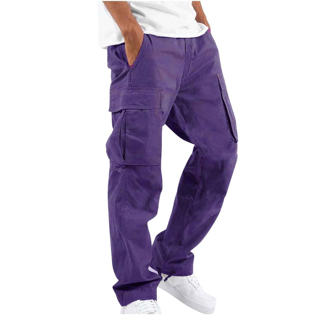 Salopette da uomo Pantaloni multitasche con coulisse Pantaloni casual Pantaloni da trekking Pantaloni in twill di cotone