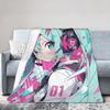 Hatsune Miku Anime Blanket Fleece Spring Autumn  Portable Lightweight Thin Throw Blankets for Bed Travel Bedding Throws