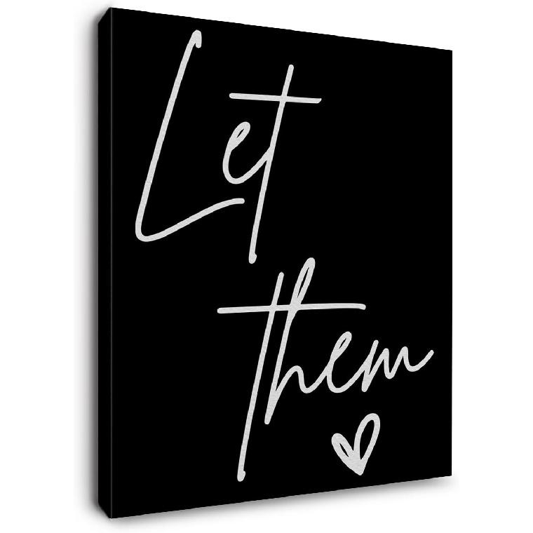 Let Them pirational Wall Art Framed, Mental Health Wall Decor, Motivational Positive Affirmations Canvas Wall Art Prints for Home Bedroom Living Room