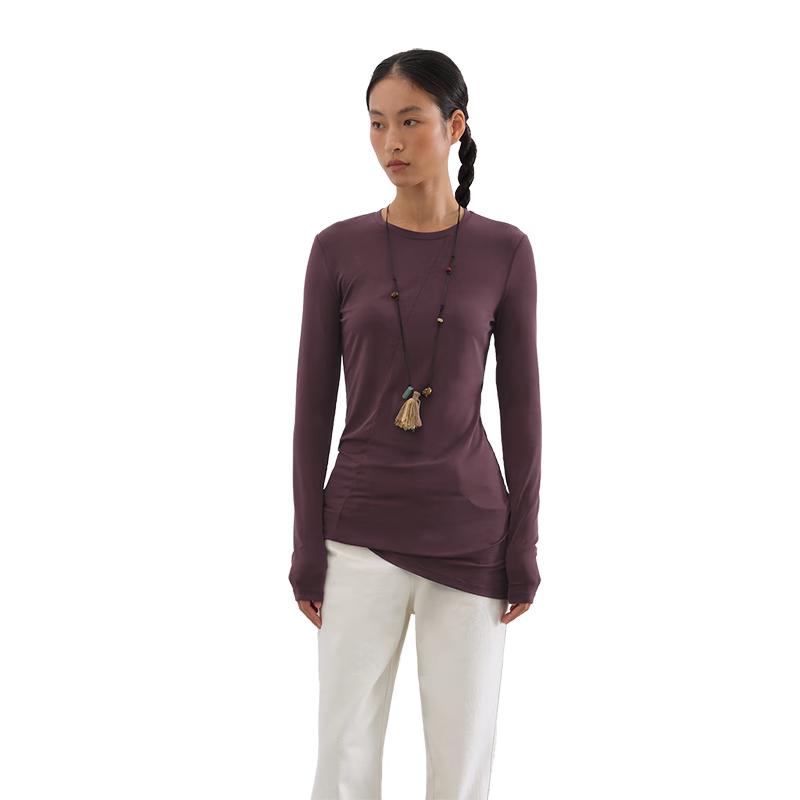 GREEN BELT Women s Slim-Fit Breathable Ruched Long-Sleeve T-Shirt L