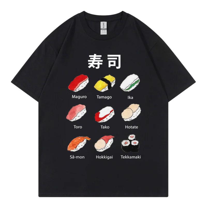 Japanese Sushi Graphic T Shirts Unisex Unisex High Quality Fashion Oversized Tshirt Summer Casual 100cotton Short Sleeve Tshirts