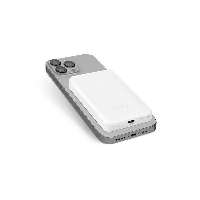 Batterie externe magnétique sans fil - sbs - 5000 mah - recharge rapide - compatible magsafe et android