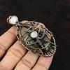 Evil Eye Black Rutile Copper Pendant Copper Wire Wrapped Jewelry Black Rutile Jewelry Moonstone Evil Eye Pendant Handmade Designer Pendant