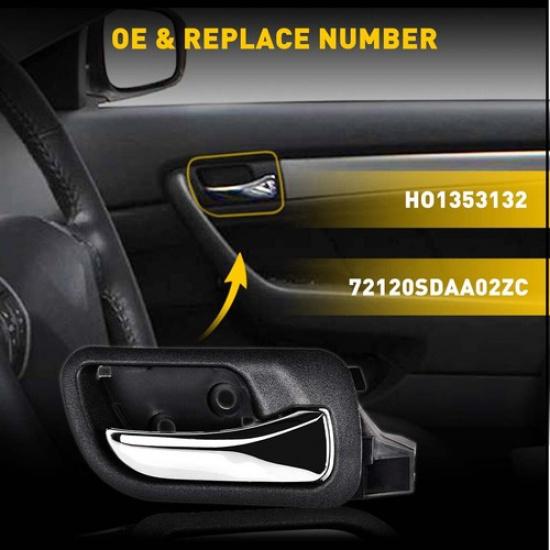 Black Interior Door Handle For 2003-2007 Honda Front Accord Passenger Plastic EA