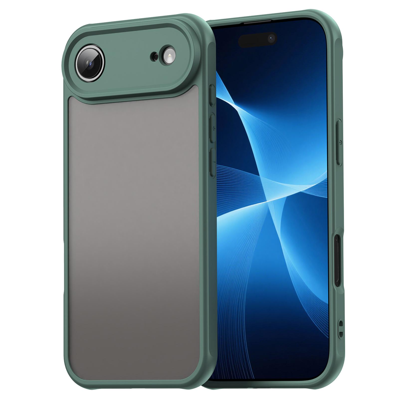 

For iPhone 17 Air Case Drop Proof Airbags Frosted Translucent PC+TPU Phone Back Cover Green