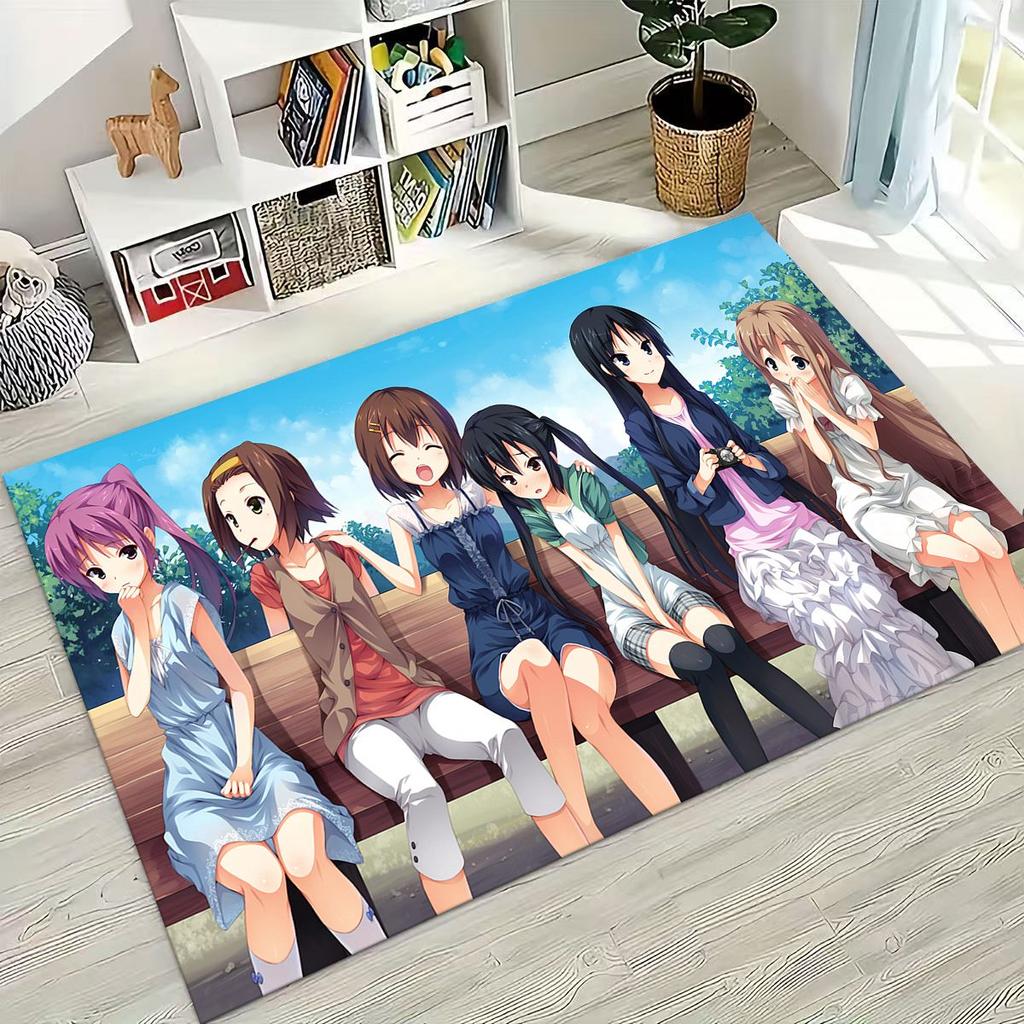 Anime K-ON Kawaii Girl Hirasawa Yui Music Cartoon Rug for Bedroom Living Room Sofa Home Doormat Decor,Kids Non-slip Floor Mat