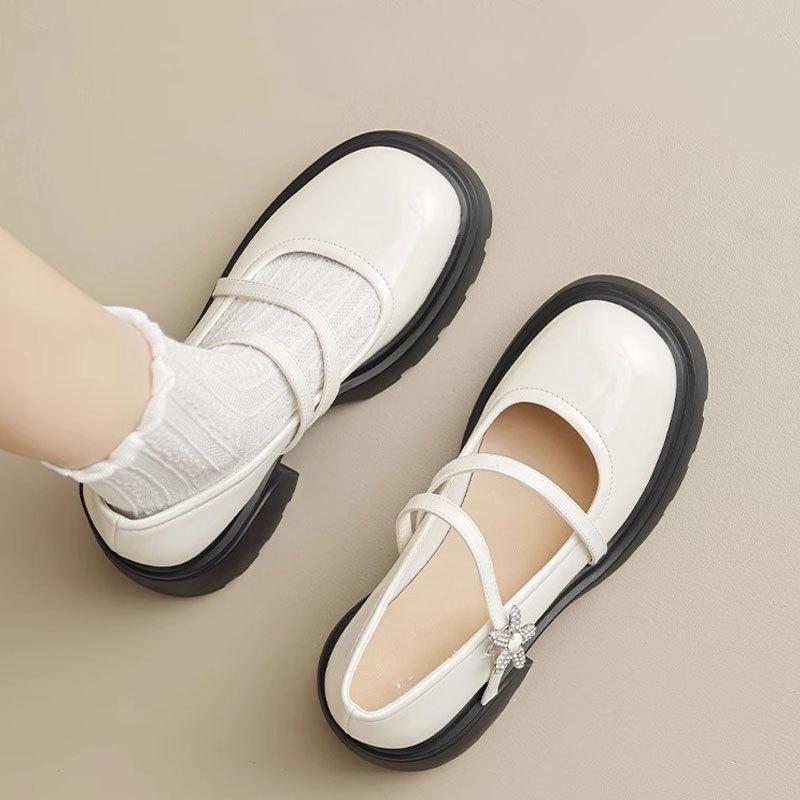 

Женские туфли Мэри Джейн из натуральной кожи, весна-лето, новые туфли на толстом каблуке и платформе, увеличивающие рост, черные кожаные туфли-лодочки 40