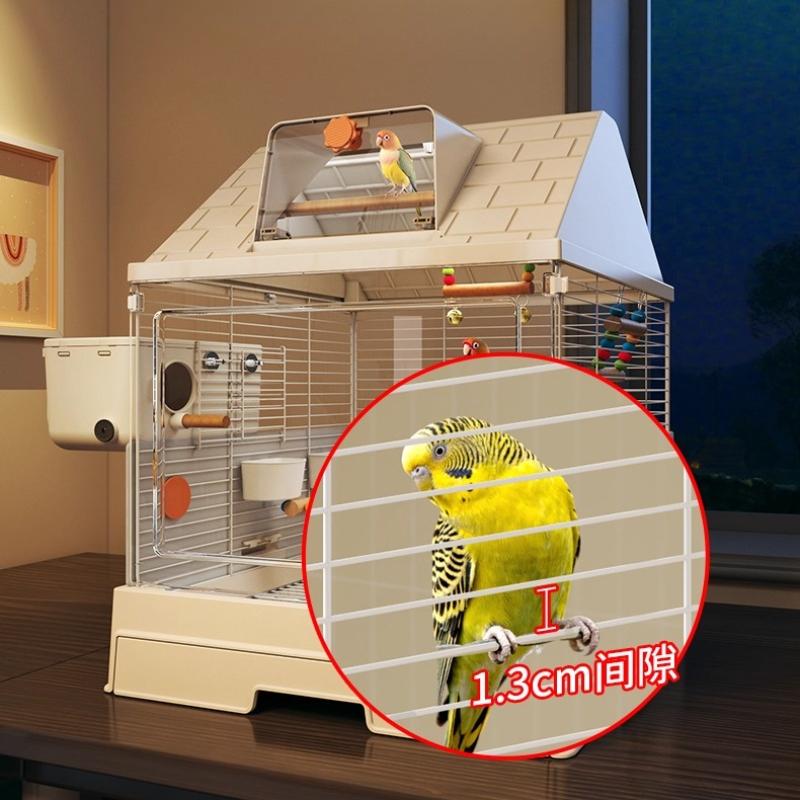 Villa Gabbia per Uccelli di Lusso per Pappagalli Anti-Schizzi Habitat per Calopsitte e Cocorite Design Moderno Gabbia per Uccelli Casa Mansion Premium per Uccelli Domestici