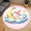 1PC Bunny Moon Clouds Round Chair Mat Area Rug - Non-Slip, Floor Mat for Office, Bedroom, Home Decor Christmas Gift C0528103