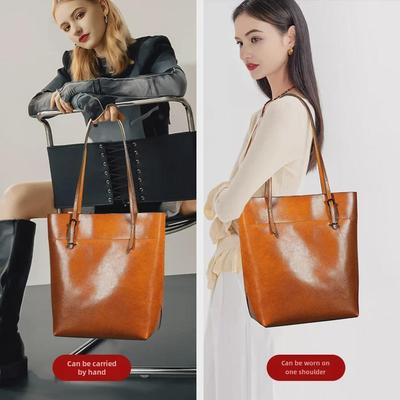Damen Echtleder Allround-Tote - Europäische & Amerikanische Mode, Schultertasche mit großem Fassungsvermögen