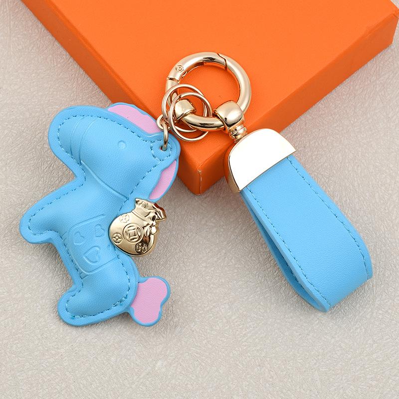 Instant Wealth Leather Keychain: Cartoon Pony Bag Charm & Couple Car Pendant - New Year Gift