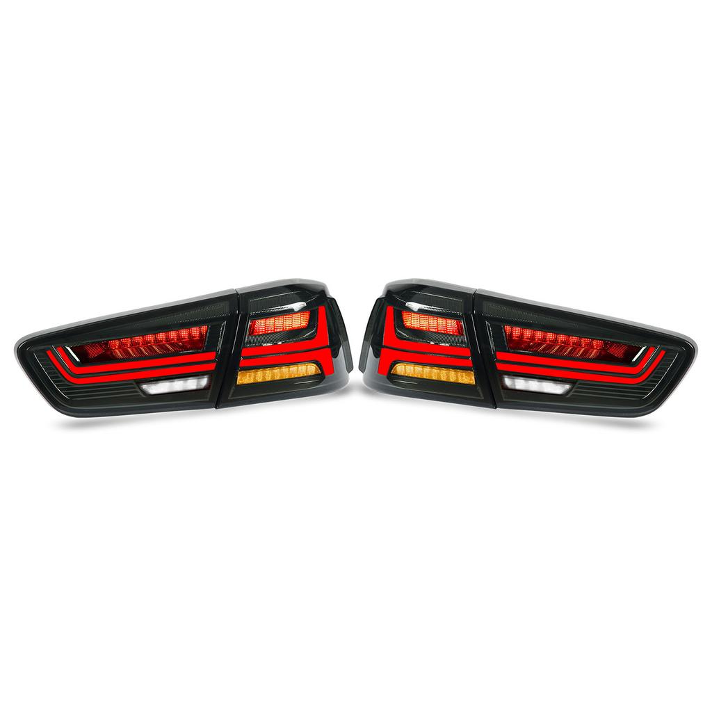 Full LED Dynamic Tail Lights Smoke Lens With Welcome Light Replacement for Mitsubishi Lancer Evo X 2008‑2017