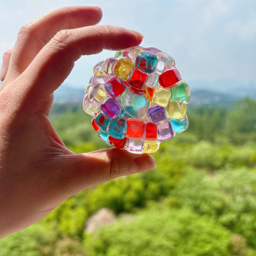 Rainbow Ice Cube Bead Squishy Toys Super Soft Stress Relief Slow Rising Sensory Fidget Toy Funny Decompression Squeeze Toys Gift