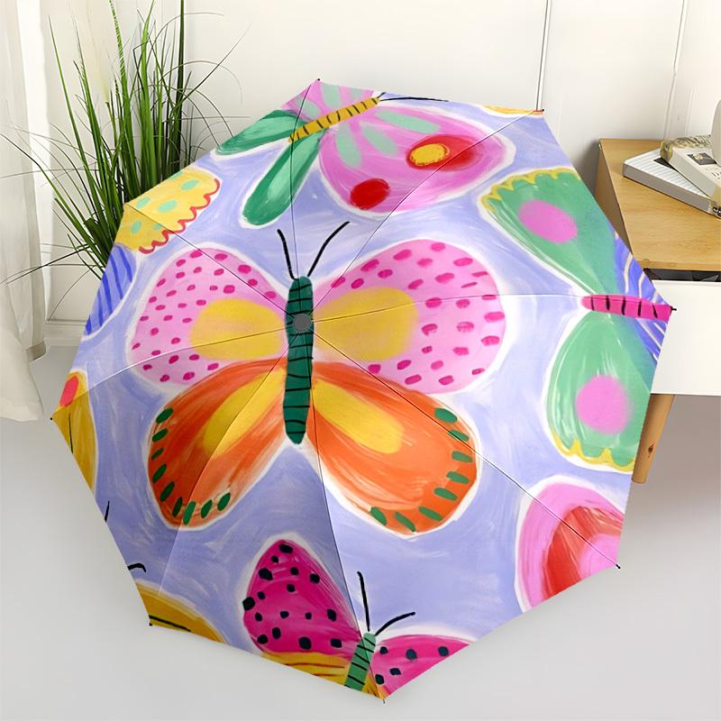 

1pc Butterfly Pattern Automatic Opening/Closing Umbrella with Operation & Windproof Canopy - Folding Design, Holiday Gift yy260225130
