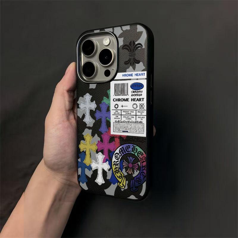 

Colorful Cross Suitable for Apple 16 Promax Mobile Phone Case Iphone15 Protective Case 13 Lychee Pattern 12 Soft Shell Apple 12PROMAX