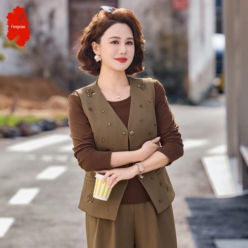 Women s Elegant Three-Piece Suit with Vest 5XL