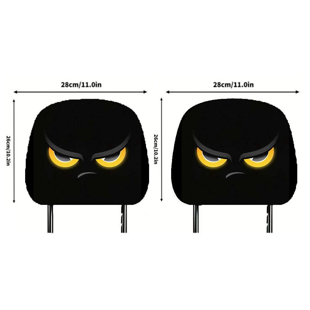 Nya 2 st Svarta Parodi Bil Dekoration Nackstödsskydd Festlig Atmosfär Rolig och Kreativ Dubbelsidigt Tryckt Nackstöd