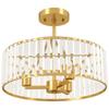 Ceiling Lamp, Chandelier Design, Crystal Shade, 3 Light Bulbs, Metal, Gold-Colored