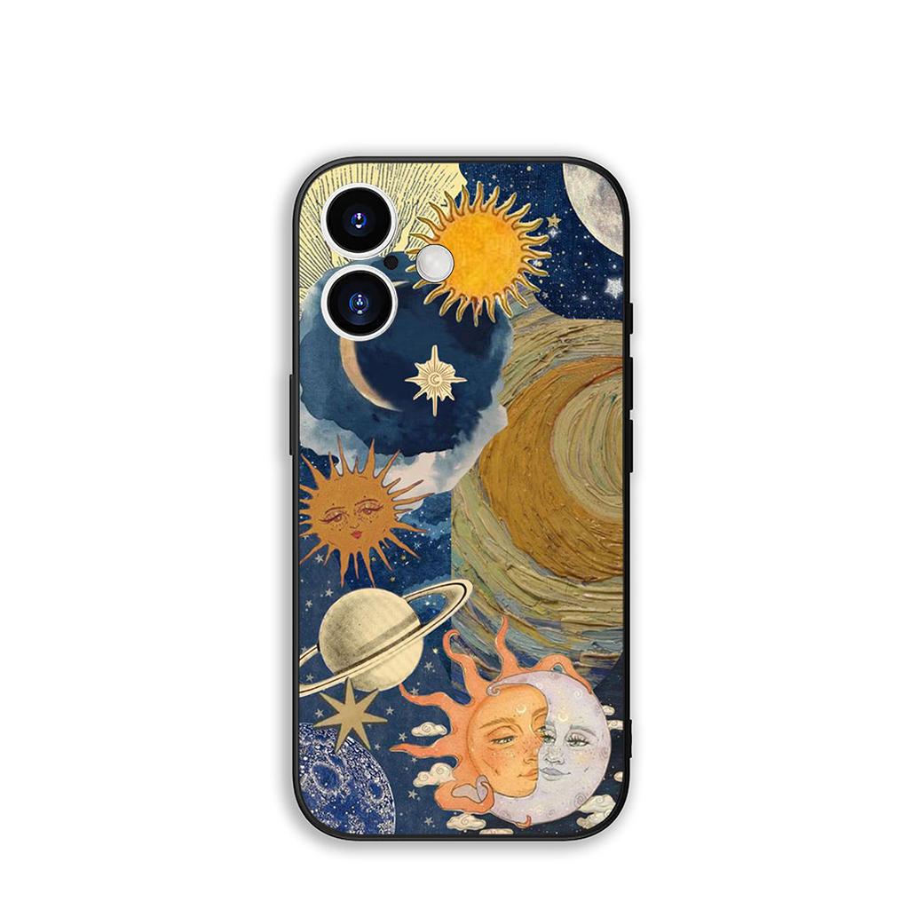 For OPPO A54 A40 A60 A80 A18 A16 A17 A38 A78 A79 A57 A55 A96 A15 A12 Phone Cover Case Funny Sun Moon Face Casing