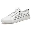 0041 Men'S Board Shoes Flat Casual Shoes Spring And Summer Low-Top Plaid Cowhide Surface Classic Loafer Sports Shoes Trendy Shoes