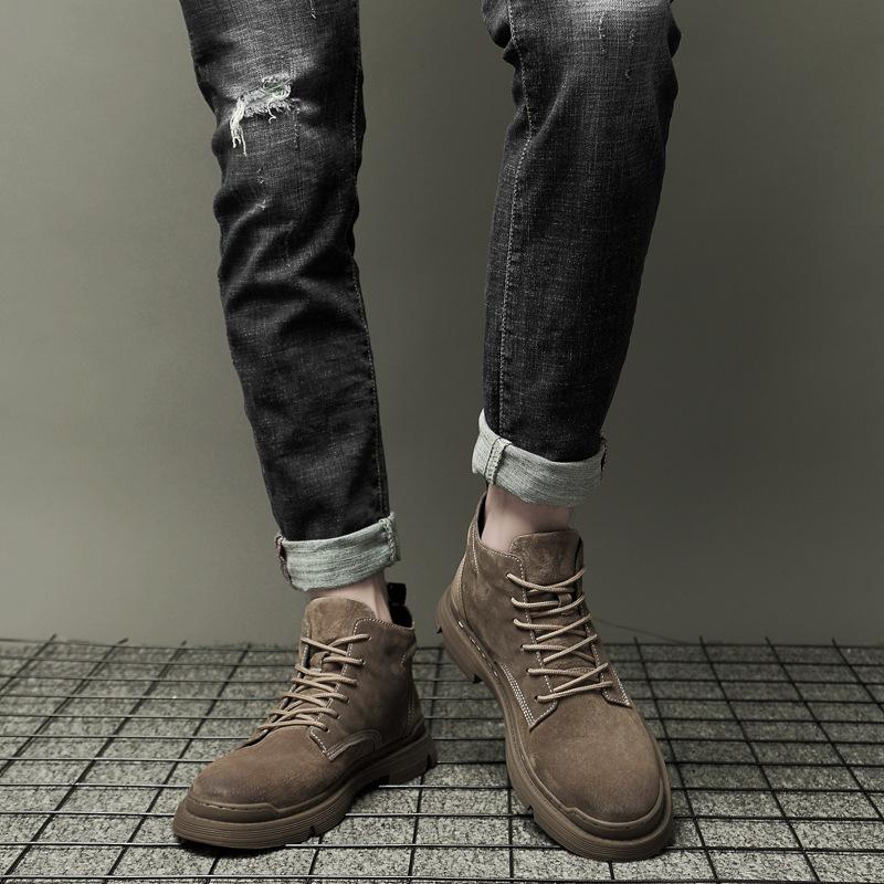 Casual men's high-top outdoor Martin boots matte lace-up round-head Martin boots autumn and winter new versatile Korean version of trendy shoes