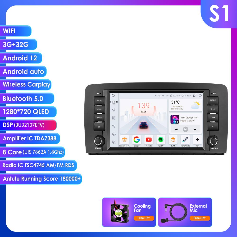 

OSSURET 2Din Android 13 Автомагнитола для Mercedes Benz R-Class W251 R300 R280 R320 2005-2017 Мультимедийный Видеоплеер Навигация Интеллектуальный GPS Carplay S1 8Core 3G 32G