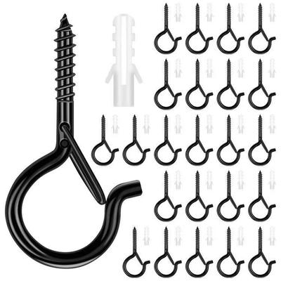 Windproof No-Punch Adhesive Ceiling Hook with Locking Q-Shaped Metal Eyelet