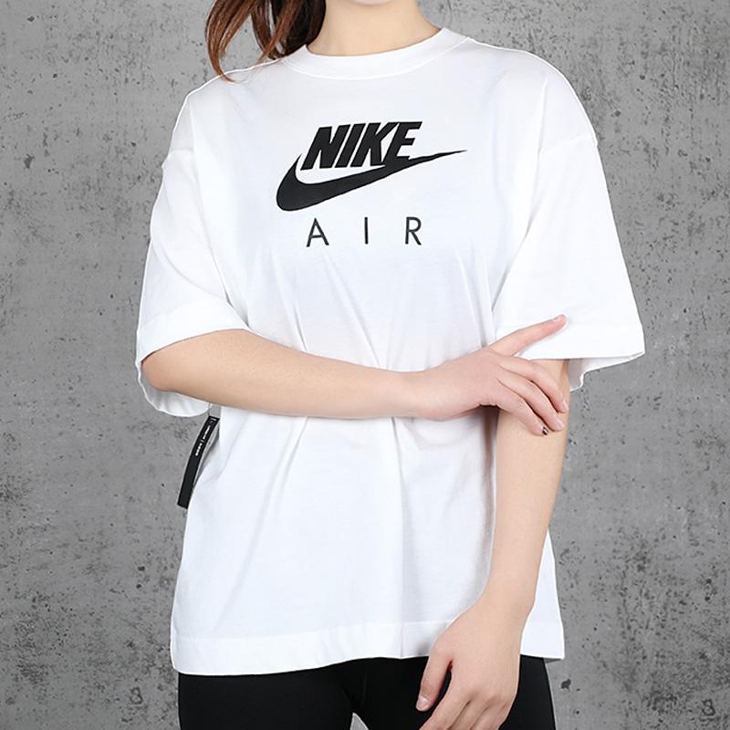 Nike Air Alphabet Logo Print Sports Crew Neck Pullover Short Sleeve T-Shirt Women Tops White CJ3106-100