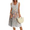 Summer Casual Midi Dresses For Women Vocation  Elastic Waist Sleeveless Knee Length Sundress With Pockets Loose Fit