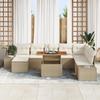 VidaXL Ensemble de salle à manger de jardin de 9 pièces avec coussins beige en poly rattan et acacia 3350001