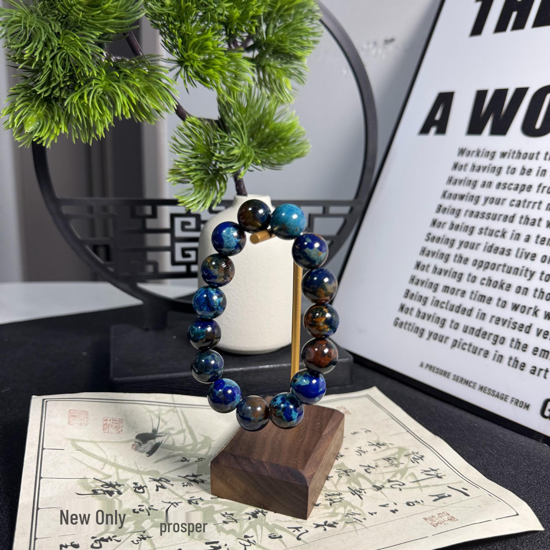 

Натуральный межзвездный синий питерсит браслет One Size сапфир синий