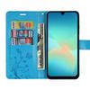 Coque pour Samsung Galaxy A27 5G, Synthécuir Anti-Rayures Bleu Motif Floral - 2 Verres Trempés