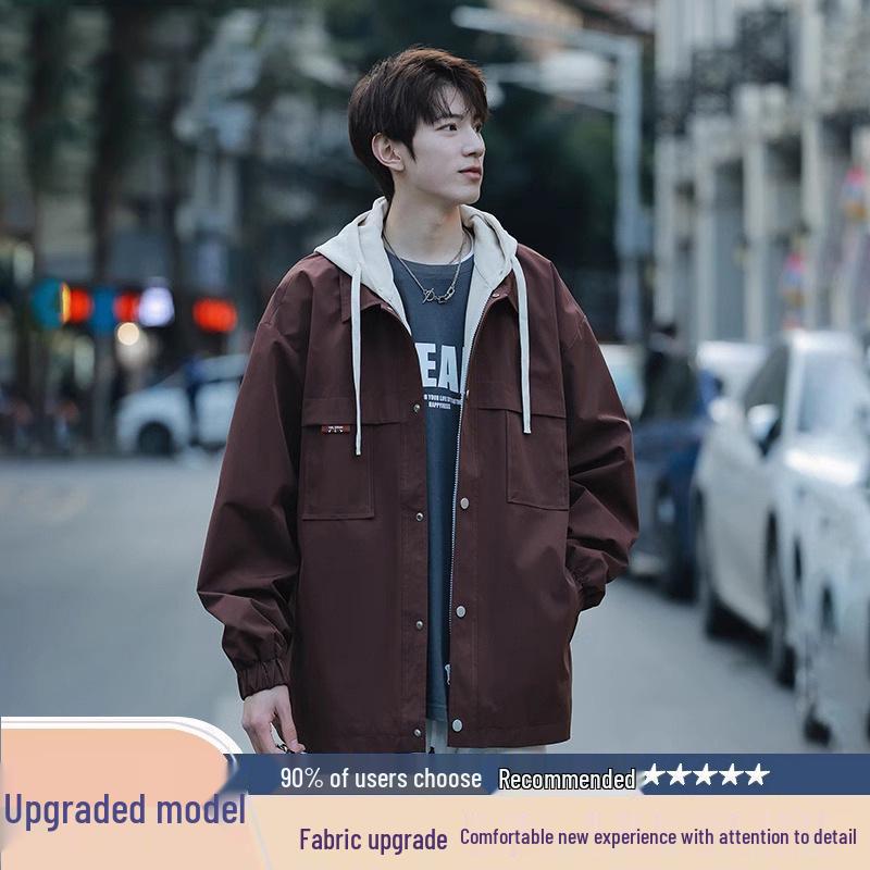 JSEN 2025 Unisex Hooded Mountaineering Jacket - Autumn Wear-Resistant Fake Two-Piece Outdoor Outerwear