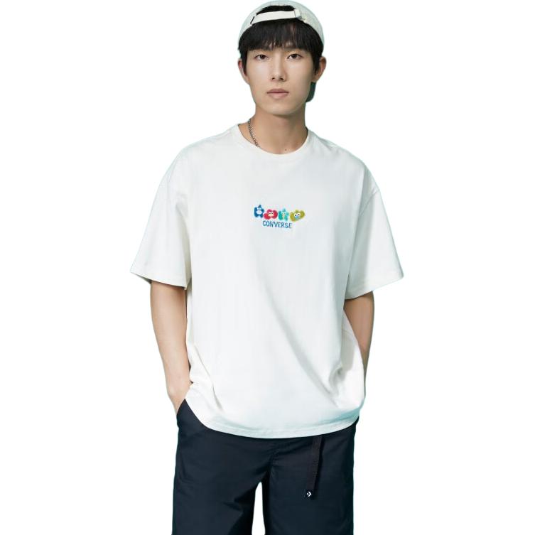 Converse T Shirts Men's White Crew Neck Moderate Straight Fit 10025442-A02