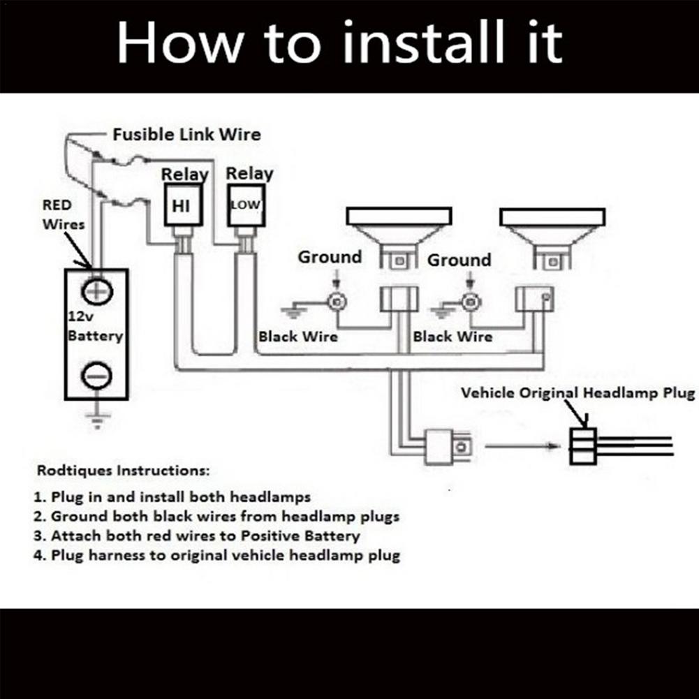 H4 LED Hovedlyspæreforsterker Relé Ledningsnett Pluggsett Bil Hovedlysforsterker med Reléforsterker Lysstråle
