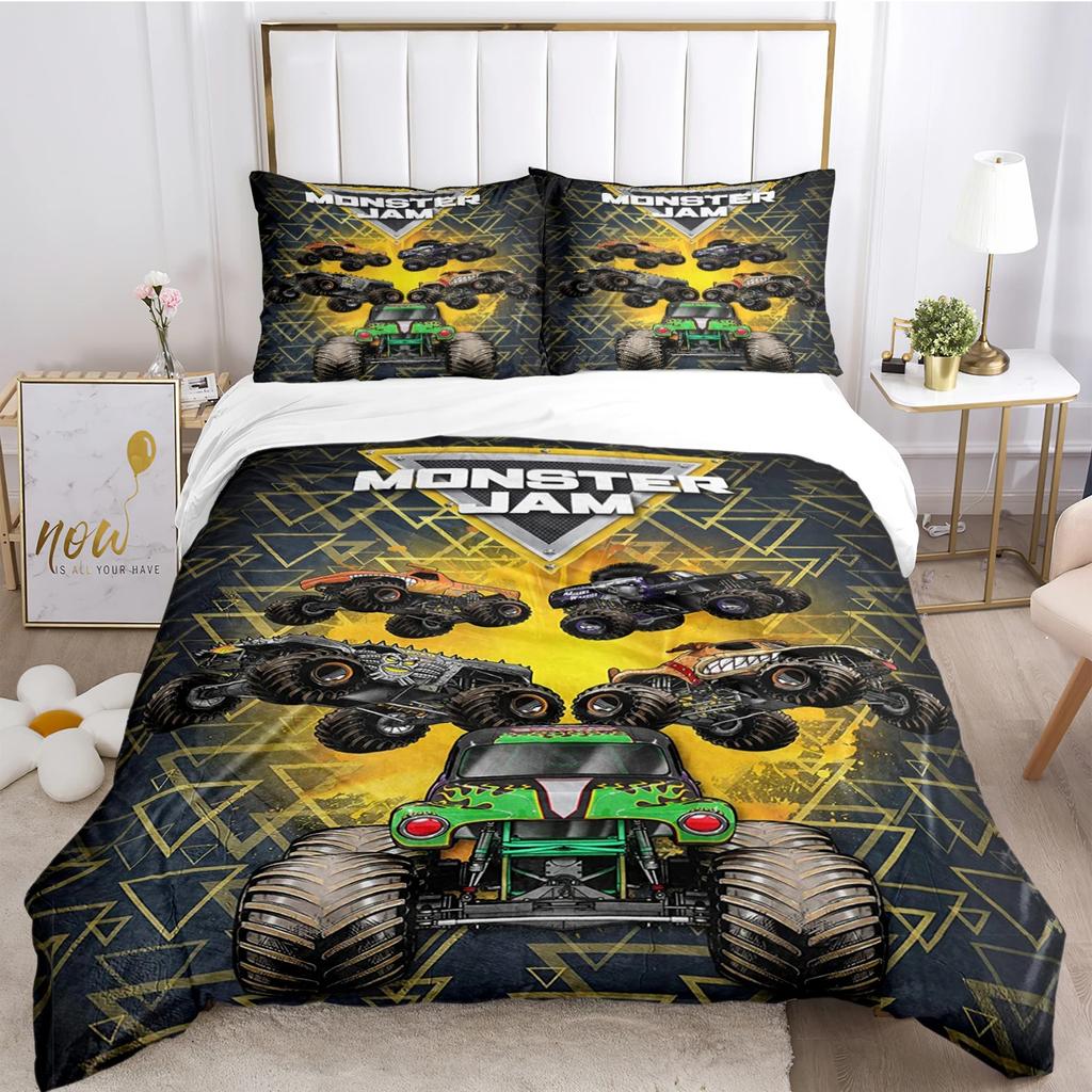 3D Printed M-Monster Truck Bedding Set, The Boy's Duvet Cover and Pillowcase 75*50cm Twin Full Queen King Size for Bedroom Decor