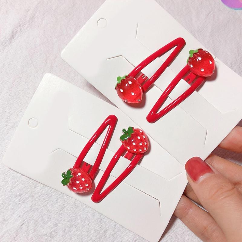 3D Strawberry Hair Clips Non-Slip Cartoon Fruit Clip Fruit Resin Side Clips Sweet Barrette Accessories Ponytail Holder