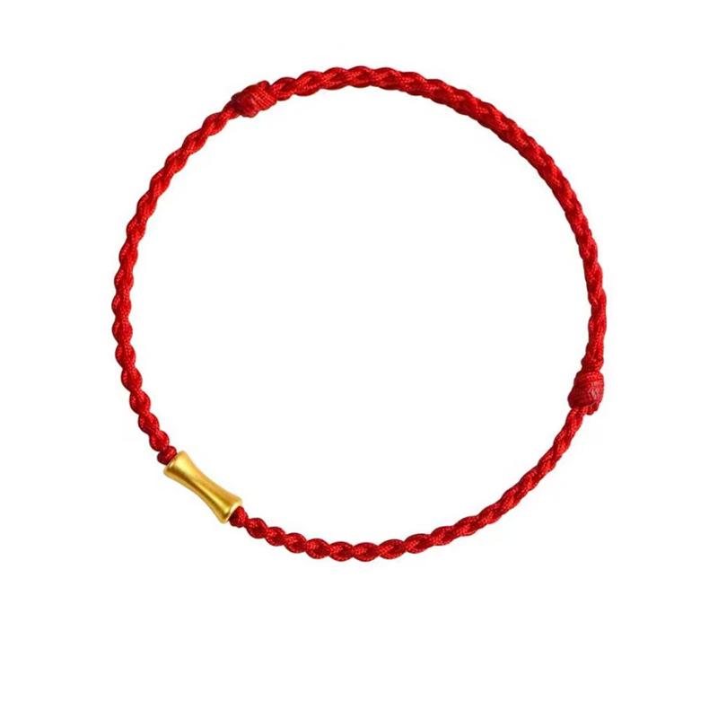 Pure Gold 999 Zodiac Red String Bracelet with Luck Beads for Baby's Full Moon or New Year